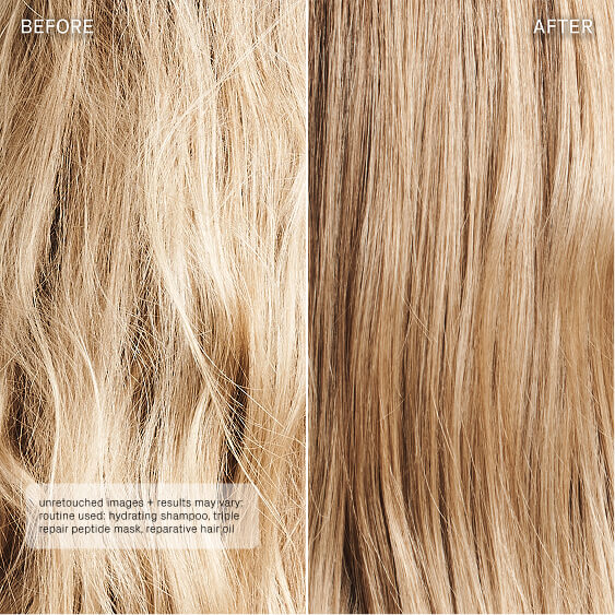 Before and after comparison of blonde hair with visible improvement.